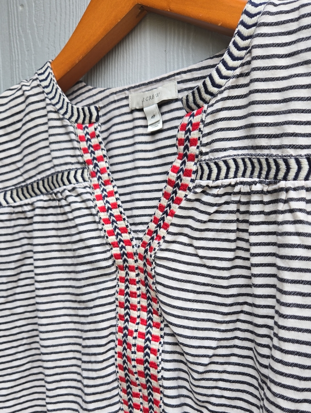 J. Crew Striped Peasant Tunic with Pink Embroidery - Picture 4 of 6